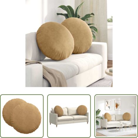 Cuscino in velluto -  Cuscini per Seduta 2 pcs Marrone Ø 40 x 13 cm Velluto