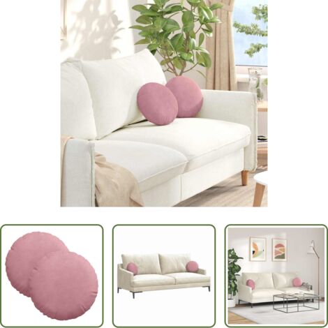 Cuscino in velluto -  Cuscini per Seduta 2 pcs Rosa Ø 40 x 13 cm Velluto