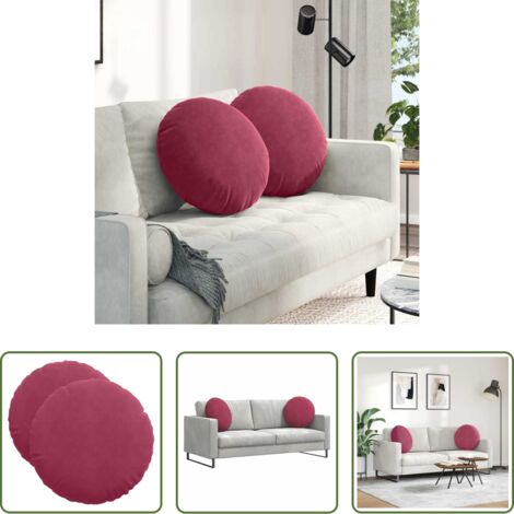 Cuscino in velluto -  Cuscini per Seduta 2 pcs Rosso Vino Ø 40 x 13 cm Velluto