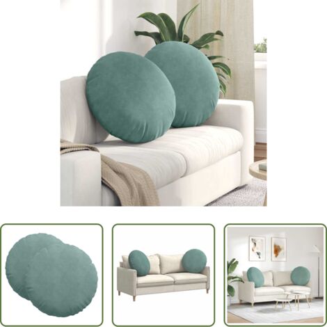 Cuscino in velluto -  Cuscini per Seduta 2 pcs Verde Mare Ø 40 x 13 cm Velluto