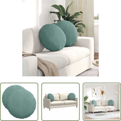 Cuscino in velluto -  Cuscini per Seduta 2 pcs Verde Mare Ø 40 x 13 cm Velluto