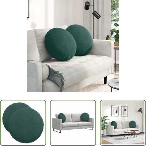 Cuscino in velluto -  Cuscini per Seduta 2 pcs Verde Scuro Ø 40 x 13 cm Velluto