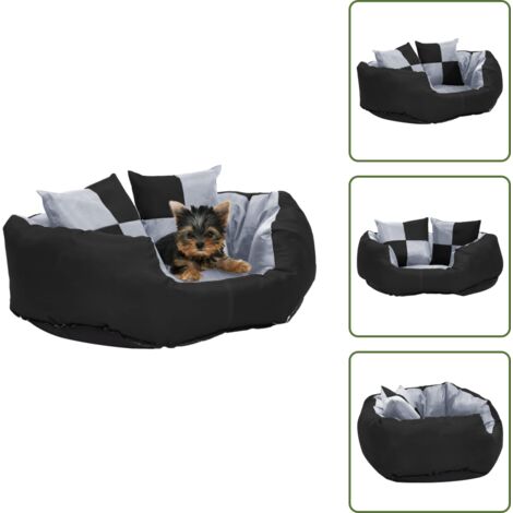 Cuscino lavabile - vidaXL Cuscino per Cani Reversibile e Lavabile Grigio Nero 65x50x20 cm - Cuscino per cani grande