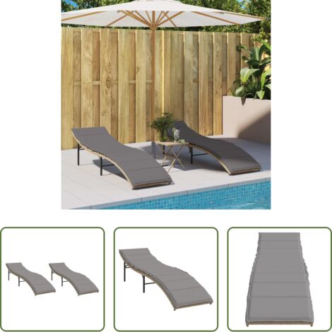 Cuscino -  Lettini Prendisole 2 pz con Cuscini Beige in Polyrattan