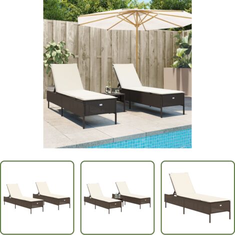 Cuscino -  Lettini Prendisole 2 pz con Cuscini Marrone in Polyrattan