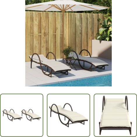 Cuscino -  Lettini Prendisole 2 pz con Cuscini Marrone in Polyrattan