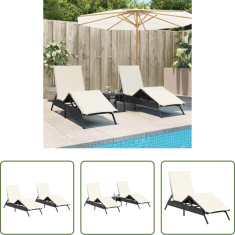 Cuscino -  Lettini Prendisole con Cuscini 2 pz Neri in Polyrattan