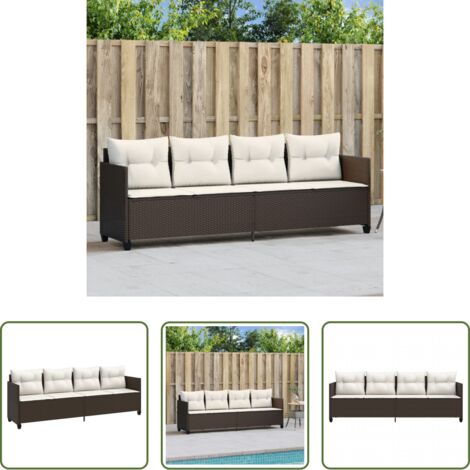 Cuscino -  Lettino Prendisole con Cuscini Marrone in Polyrattan
