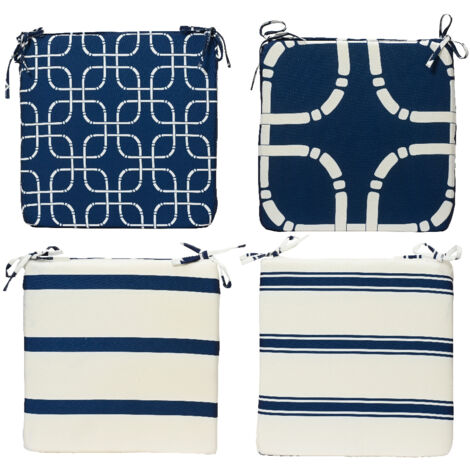 CUSCINO LINE SEDIE 45X45CM BIANCO / BLU ESTERNO.