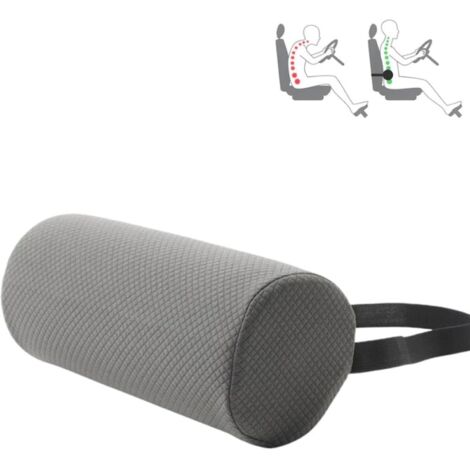 Cuscino lombare ergonomico con cinghie regolabili e fodera rimovibile, cuscino di supporto lombare rotondo regolabile da 28 cm, per sedia da ufficio, auto, divano (grigio)
