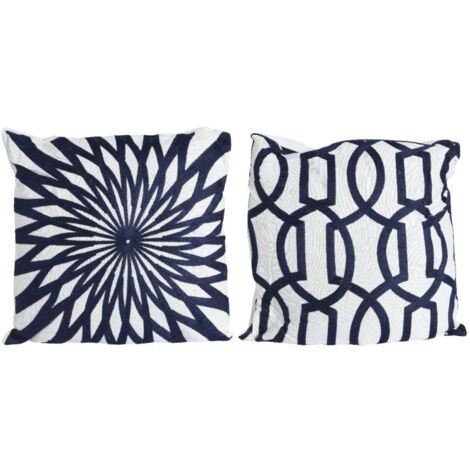 Cuscino misto cotone blu bianco 43x43