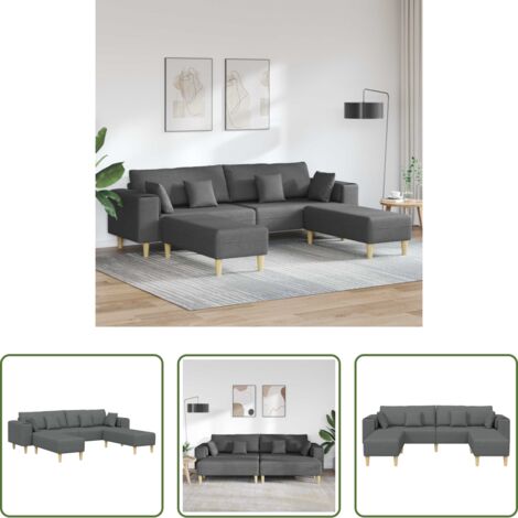 Cuscino morbido -  Divano con cuscino 3 pcs Grigio scuro Tessuto