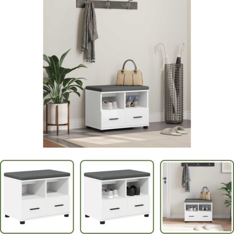 Cuscino morbido -  Panca per ingresso con cuscino Bianco 60 x 38 x 46 cm