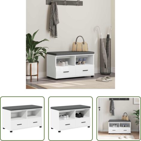 Cuscino morbido -  Panca per ingresso con cuscino Bianco 80 x 38 x 46 cm