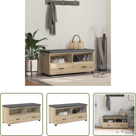 Cuscino morbido -  Panca per ingresso con cuscino Rovere Sonoma 100 x 38 x 46 cm