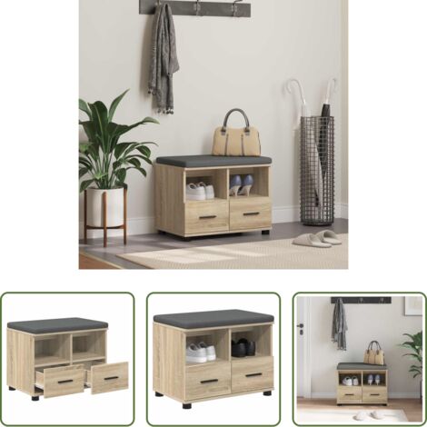 Cuscino morbido -  Panca per ingresso con cuscino Rovere Sonoma 60 x 38 x 46 cm