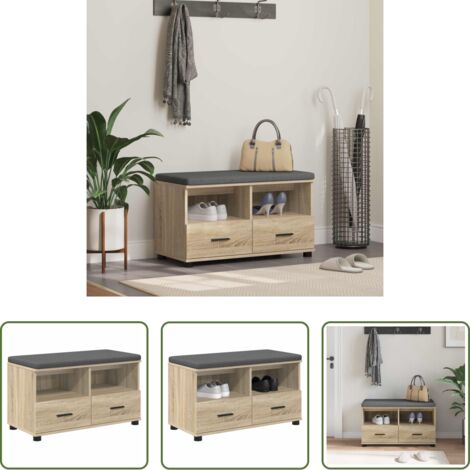 Cuscino morbido -  Panca per ingresso con cuscino Rovere Sonoma 80 x 38 x 46 cm