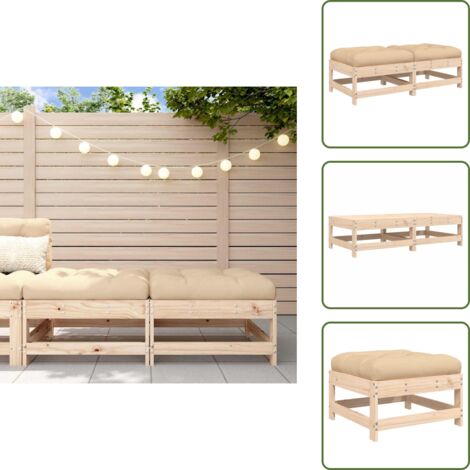 Cuscino morbido - vidaXL Poggiapiedi da Giardino con Cuscini 2 pz Legno Massello di Pino - Mobili da esterno