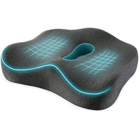 Cuscino ortopedico in memory foam - Ergonomico - Favorisce la circolazione sanguigna e allevia il dolore al coccige - Per ufficio, casa, grigio