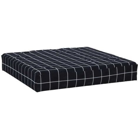 Cuscino Pallet Motivo a Quadri Nero 60x60x8 cm Tessuto Oxford vidaXL