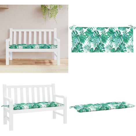 Cuscino Panca Giardino a Foglie 120x50x7 cm in Tessuto Oxford - Cuscino da patio - Cuscino da esterno