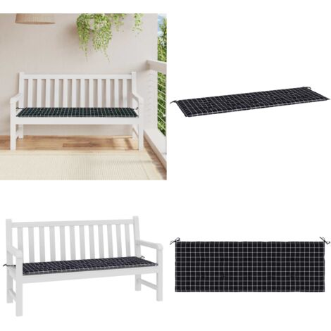 Cuscino Panca Giardino a Quadri Nero 150x50x4 cm Tessuto Oxford - Cuscino da patio - Cuscino per panca