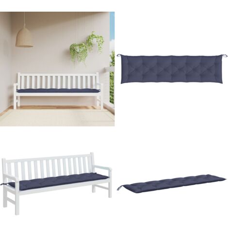 Cuscino Panca Giardino Blu Marino 200x50x7 cm in Tessuto Oxford - Cuscino da patio - Cuscino da esterno