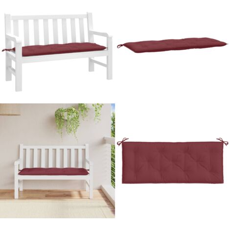 Cuscino Panca Giardino Rosso Vino Mélange 120x50x7cm Tessuto - Cuscino da patio - Cuscino da esterno