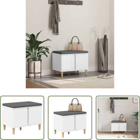 Cuscino -  Panca per ingresso con cuscino con porta Bianco 60 x 38 x 46 cm