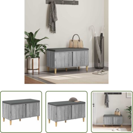 Cuscino -  Panca per ingresso con cuscino Sonoma grigia 80 x 38 x 46 cm