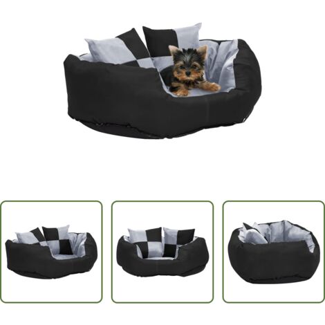 Cuscino per animali domestici -  Cuscino per Cani Reversibile e Lavabile Grigio Nero 65x50x20 cm