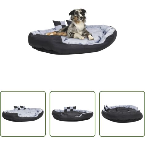 Cuscino per animali domestici -  Cuscino per Cani Reversibile Lavabile Grigio Nero 150x120x25 cm