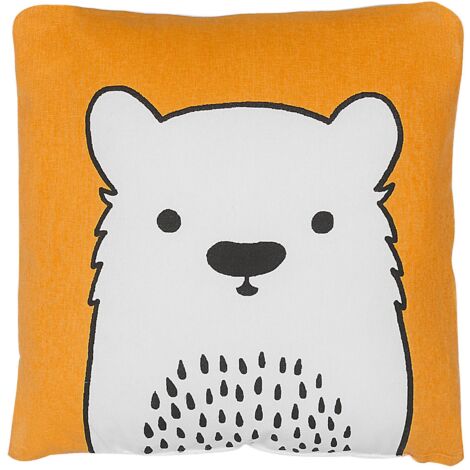 Cuscino per Bambini con Stampa di Orso 45 x 45 cm Arancione Waranasi