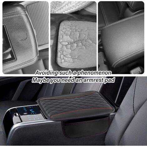 Cuscino per bracciolo auto, cuscino per bracciolo in microfibra con 2 tasche portaoggetti, accessorio per interni auto, copri bracciolo per la maggior parte dei veicoli (nero)