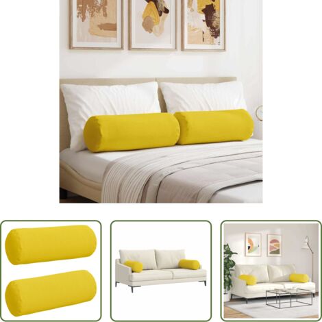 Cuscino per camere da letto -  Cuscini a rullo 2 pcs Giallo Chiaro Ø 25 x 70 cm Tessuto