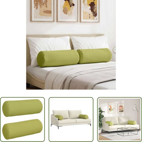 Cuscino per camere da letto -  Cuscini a rullo 2 pcs Verde chiaro Ø 25 x 70 cm Tessuto
