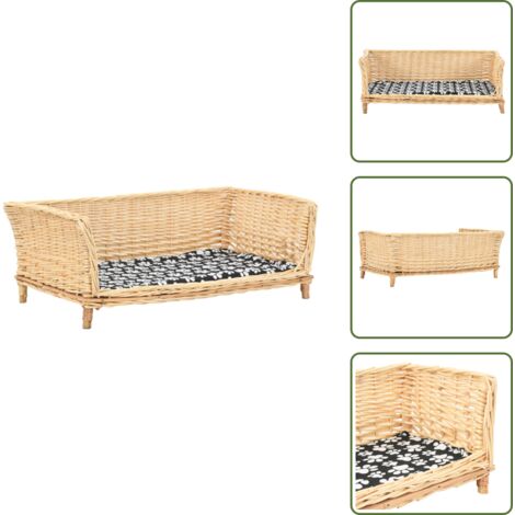 Cuscino per cani in cotone - vidaXL Cesta per Cani con Cuscino 90x54x35 cm Salice Naturale - Cuscino per cani rimovibile