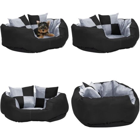Cuscino per Cani Reversibile e Lavabile Grigio Nero 65x50x20 cm - Cuscino per animali domestici - Cuscino reversibile