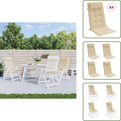 Cuscino per casa - vidaXL Cuscini per Sedia con Schienale Alto 4 pz Beige Tessuto Oxford - Cuscino per ufficio