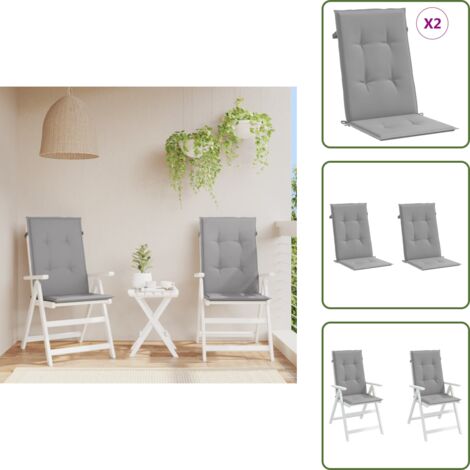 Cuscino per casa - vidaXL Cuscini per Sedie 2 pz Grigi 120x50x3 cm in Tessuto - Cuscino per ufficio