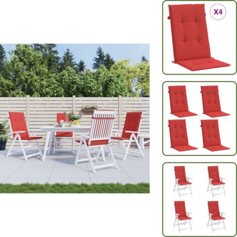 Cuscino per casa - vidaXL Cuscini per Sedie 4 pz Rossi 120x50x3 cm in Tessuto - Cuscino per ufficio