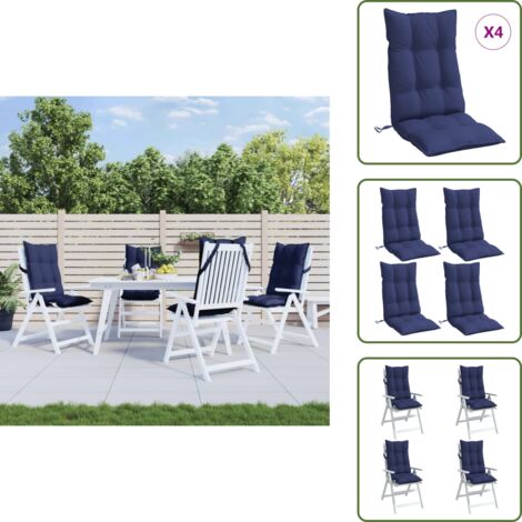 Cuscino per casa - vidaXL Cuscini Sedia con Schienale Alto 4 pz Blu Marino Tessuto Oxford - Cuscino per ufficio