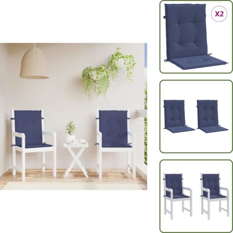 Cuscino per casa - vidaXL Cuscini Sedia Schienale Basso 2 pz Blu Marino in Tessuto - Cuscino per ufficio