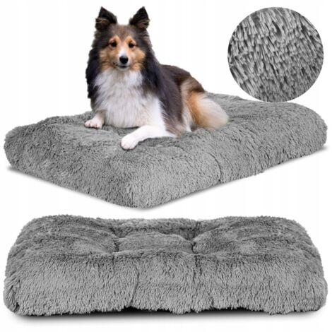 Cuscino per cuccia per cani shaggy lato alto 80x60 cm grigio chiaro