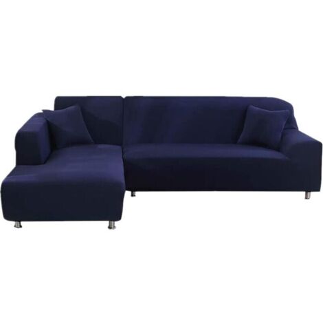 Cuscino per divano elastico blu navy completamente imbottito, doppia seduta (145-185 cm)