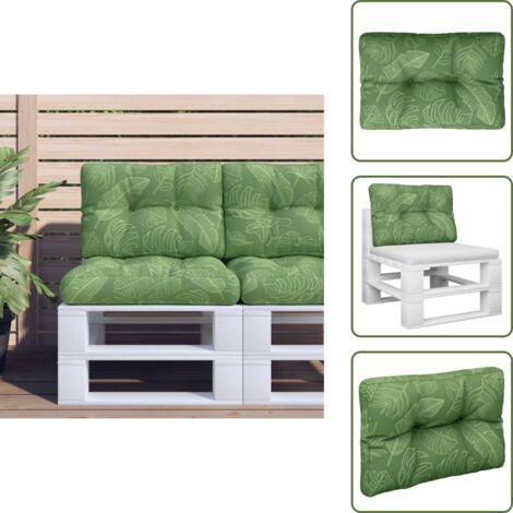 Cuscino per divano - vidaXL Cuscino per Pallet con Motivo a Foglie 50x40x12 cm in Tessuto - Cuscino per soggiorno