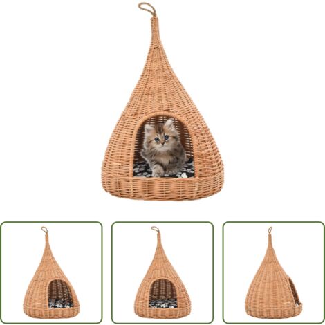 Cuscino per gatti -  Cesta per Gatti con Cuscino 40x60cm Teepee Salice Naturale