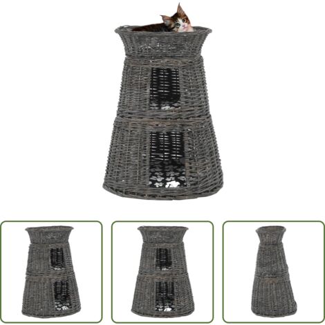 Cuscino per gatti -  Ceste Gatti con Cuscini Grigio 3pz 47x34x60cm Salice Naturale