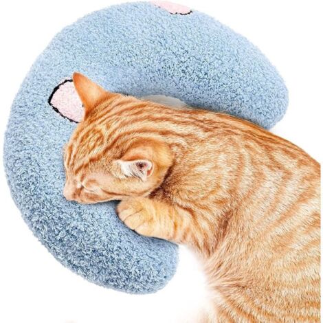 Cuscino per gatti, morbido e soffice giocattolo calmante, cuscino con erba gatta, cuscino a forma di U per dormire, riposare e giocare (