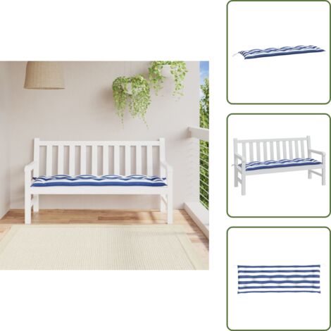 Cuscino per giardino - vidaXL Cuscino per Panca Bianco e Blu 150x50x7 cm in Tessuto Oxford - Cuscino per patio